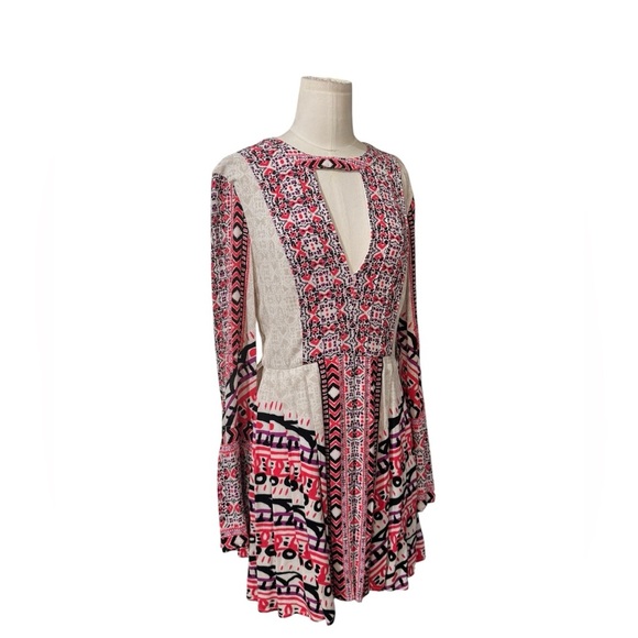 FREE PEOPLE Tegan Border Printed Midi Dress in Ivory  Sz 6 - Picture 4 of 6